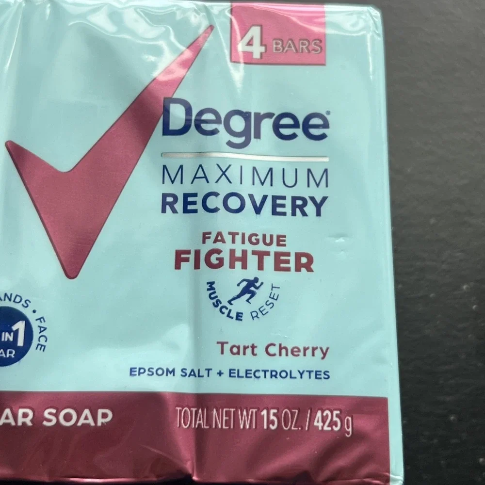 Degree Maximum Recovery Tart Cherry Massage Bar Soap 4 Pack 3.75 oz NEW Sealed